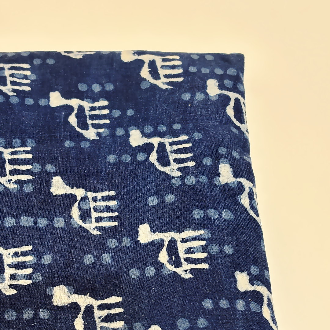 Dabu Indigo Handblock Cotton Print - Camel Pattern Print