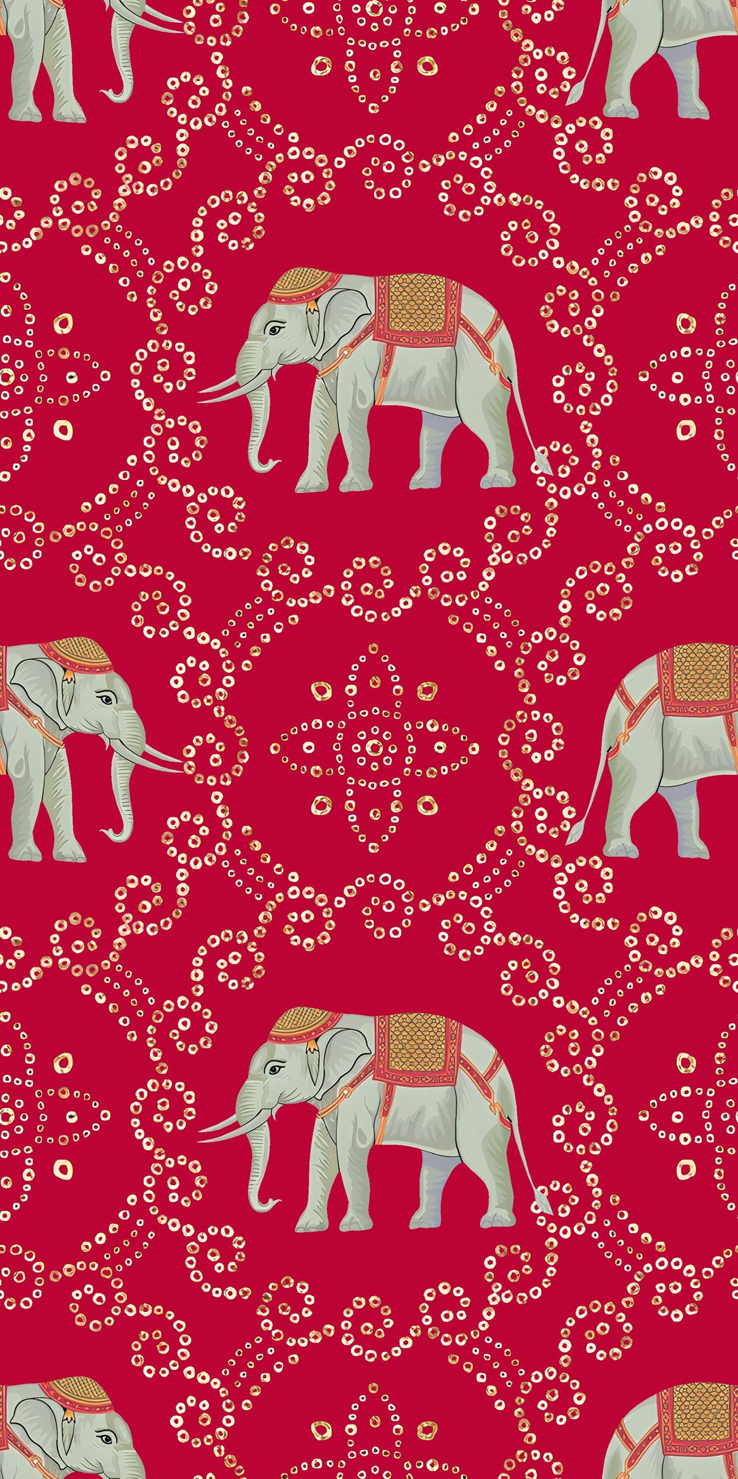 Lucky Elephant Red Mix Pattern - 9770