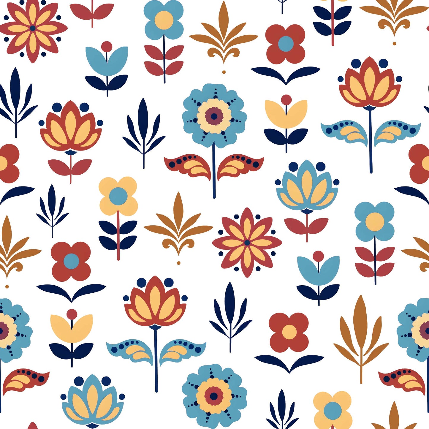 Scandinavian Folk Floral Pattern - CC - 9894