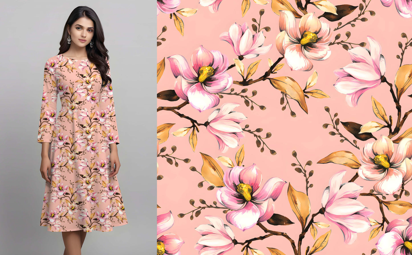 Soft Pink Magnolia Branch Pattern - CC - 9992