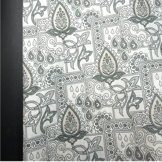Black & Grey Paisley Cotton Print Fabric | Premium Giza Cotton