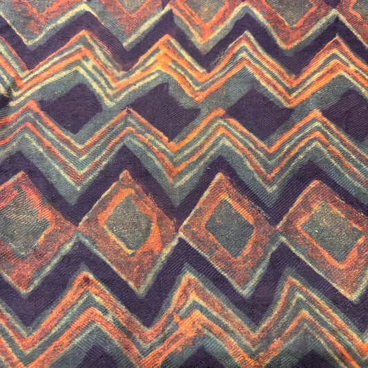 Pashmina Silk Feel Fabric with Handblocked Prints | Natural Fruit-Dyed Handblock Fabric for Sewing, Crafts & DIY - Chevron