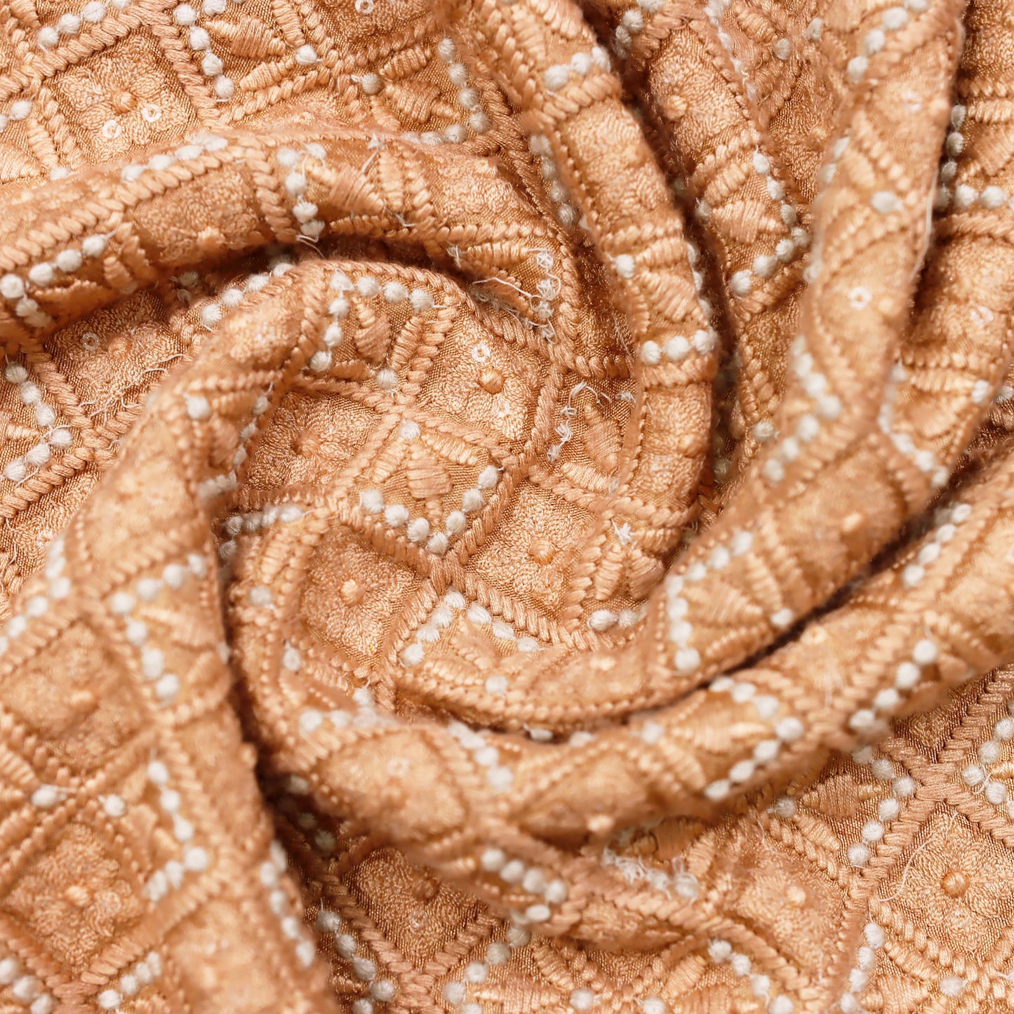 Lucknowi Fabric Intricate Embroidery Fabric - 20 Meters