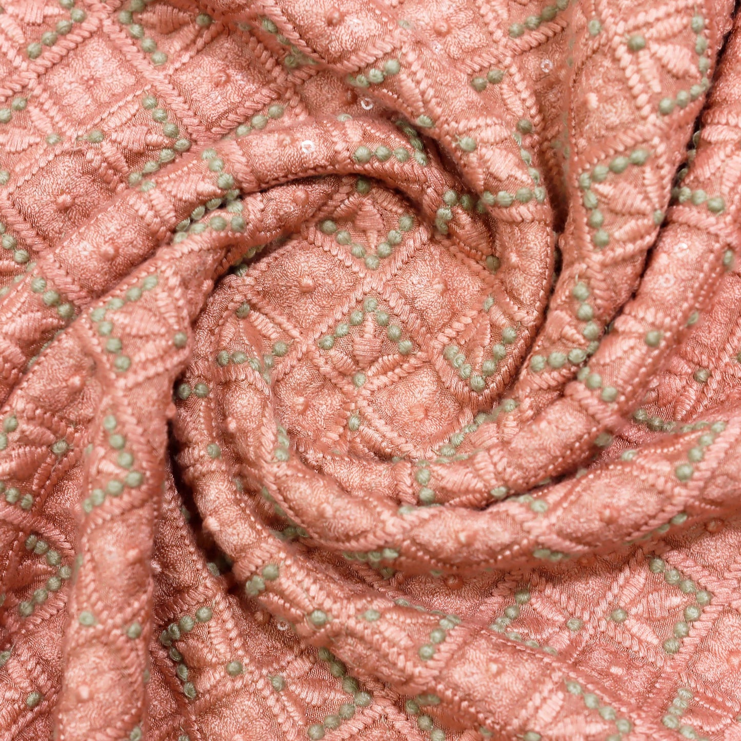 Lucknowi Fabric Intricate Embroidery Fabric - 20 Meters
