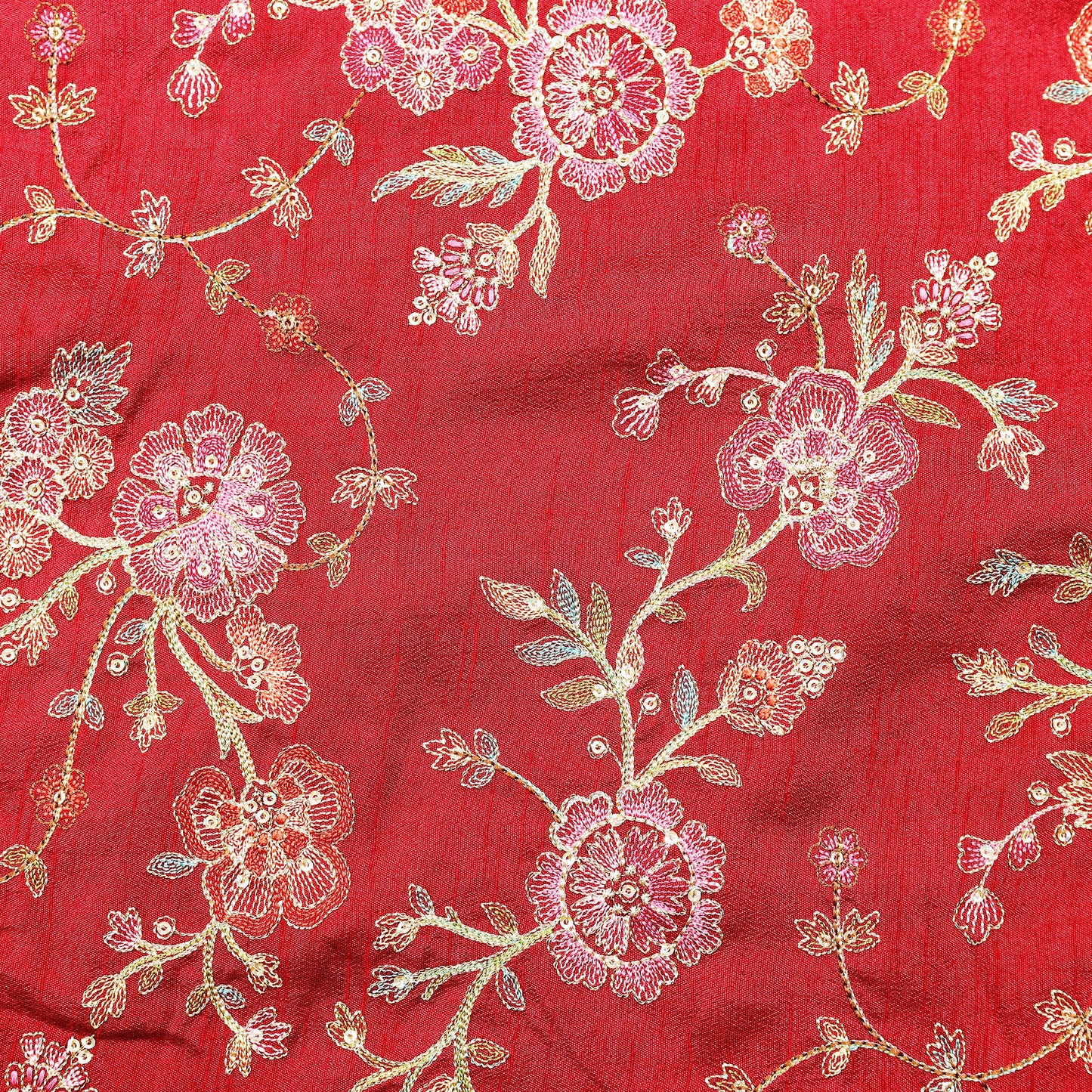 Elegant Floral Embroidery Fabric - 20 Meters