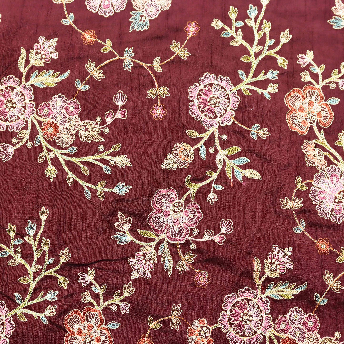 Elegant Floral Embroidery Fabric - 20 Meters