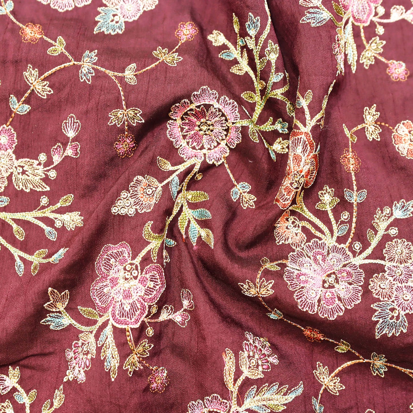 Elegant Floral Embroidery Fabric - 20 Meters
