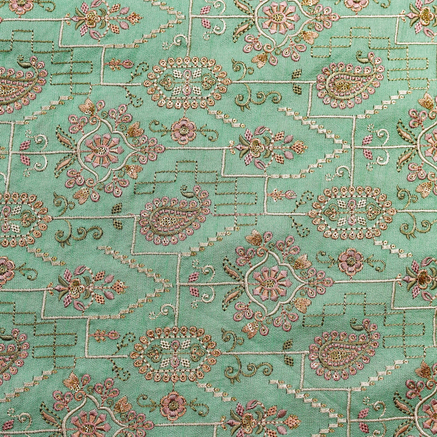 Intricate Pastel Embroidered Fabric - 20 Meters