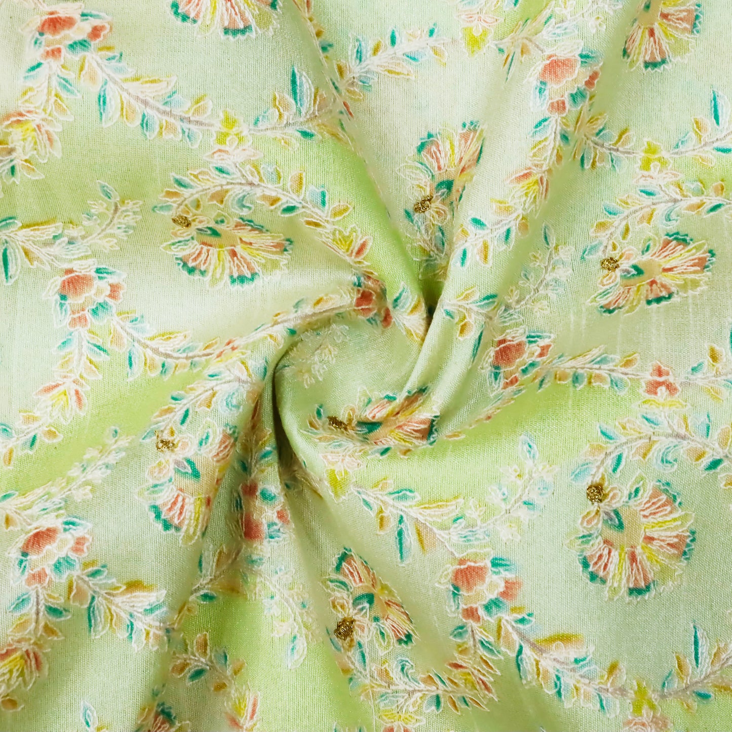 Light Green floral Embroidery - 20 Meters