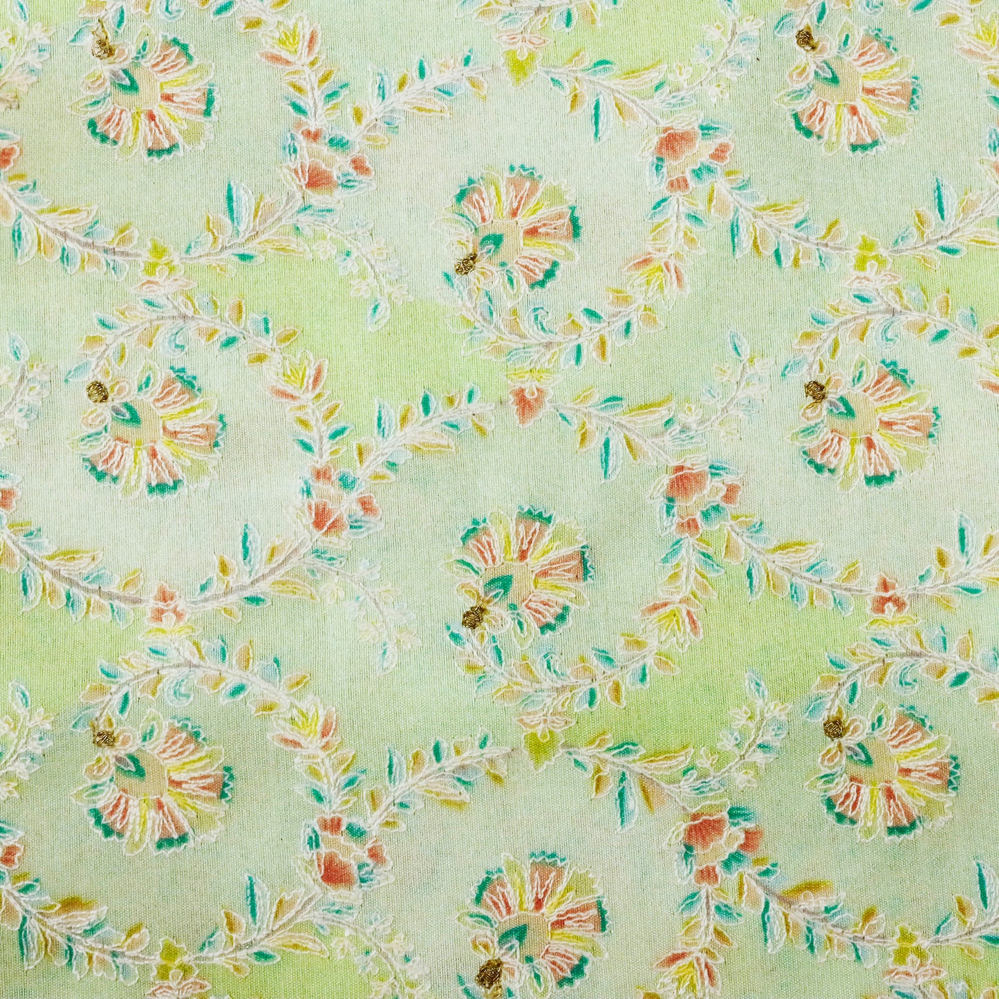 Light Green floral Embroidery - 20 Meters