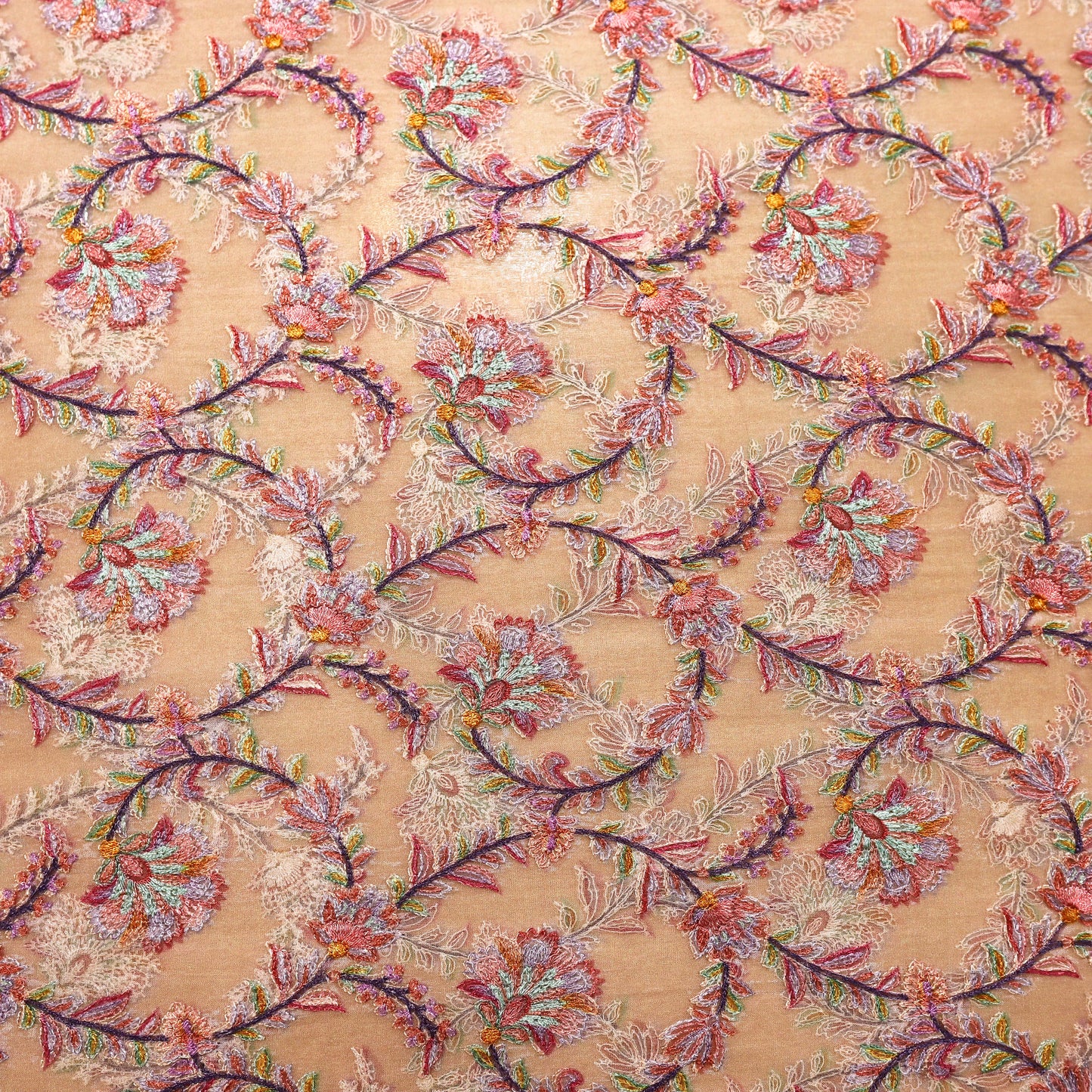 Swirl Design Print + Embroidery on 100% Pure Organza – 44" x 10y Rolls