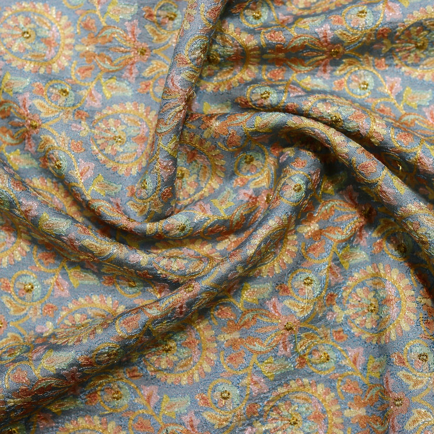 Detailed Floral Print + Embroidery Fabric – 44" x 10y Rolls | 2 Colors
