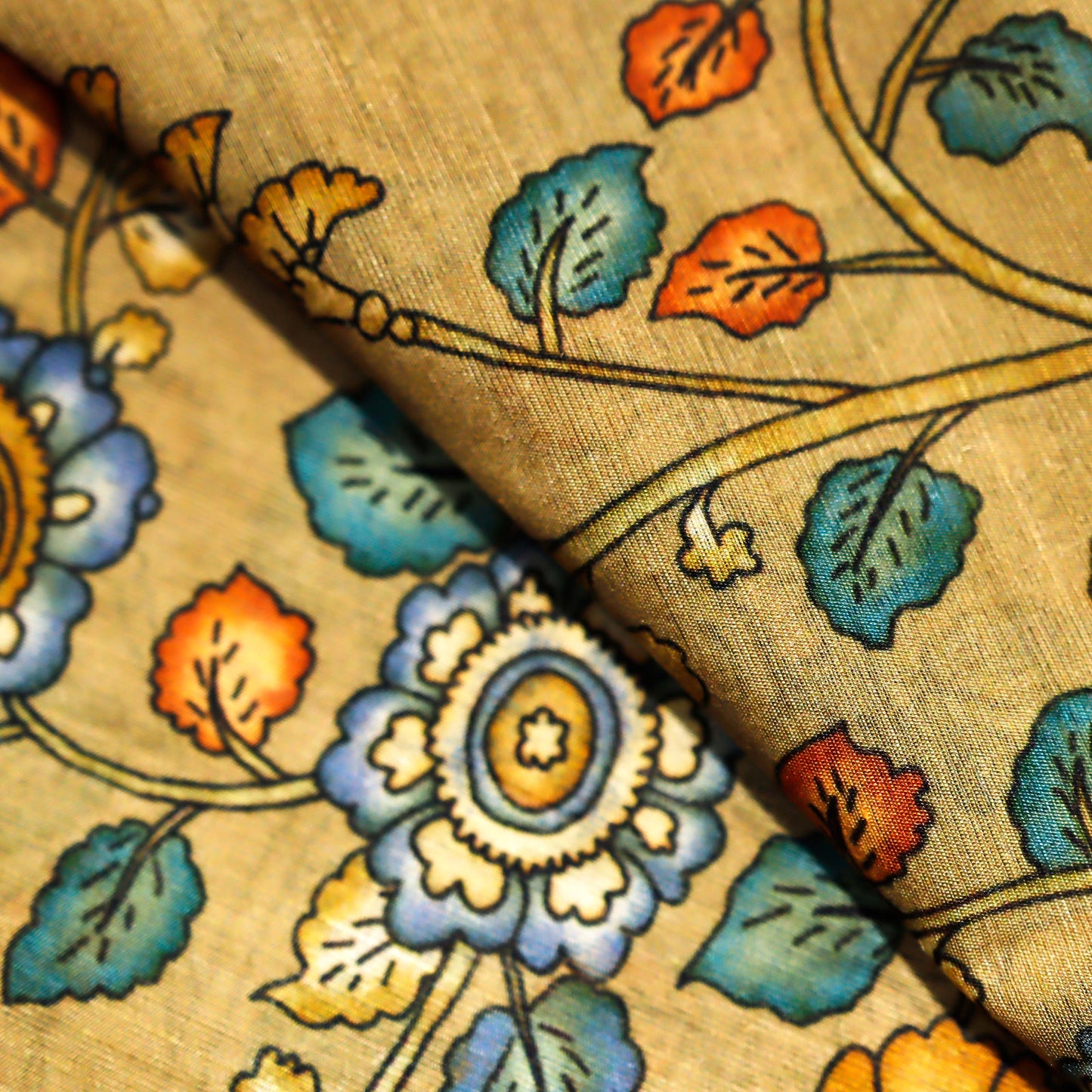 Magnificent Floral Print on 100% Silk Tussah