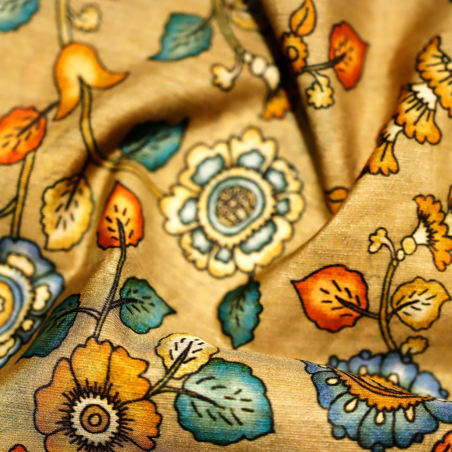 Magnificent Floral Print on 100% Silk Tussah