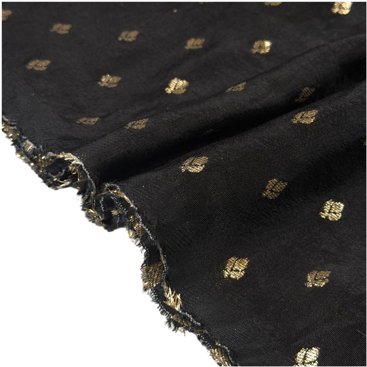 Black Woven Floral Dola Jacquard Fabric