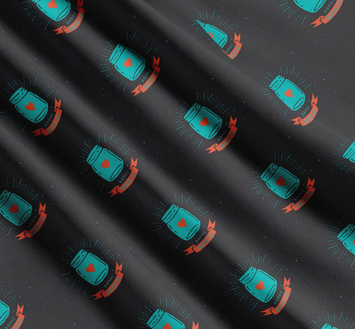 Soimoi Green Cotton Fabric Jar & Happy Valentine Day Text Printed Craft Fabric by the yard