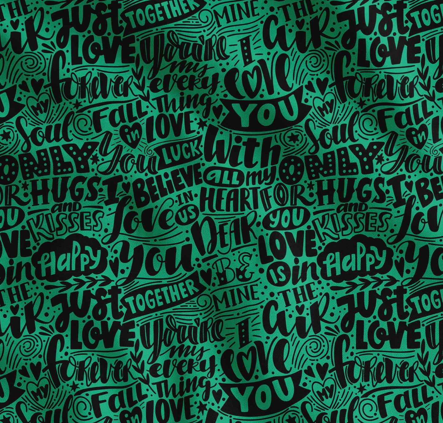 Soimoi Cotton Green Fabric - By the Yard - - Just Love Forever Text Fabric - Romantic and Timeless Patterns for Apparel and Home Decor Printed Fabric