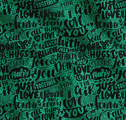 Soimoi Cotton Green Fabric - By the Yard - - Just Love Forever Text Fabric - Romantic and Timeless Patterns for Apparel and Home Decor Printed Fabric