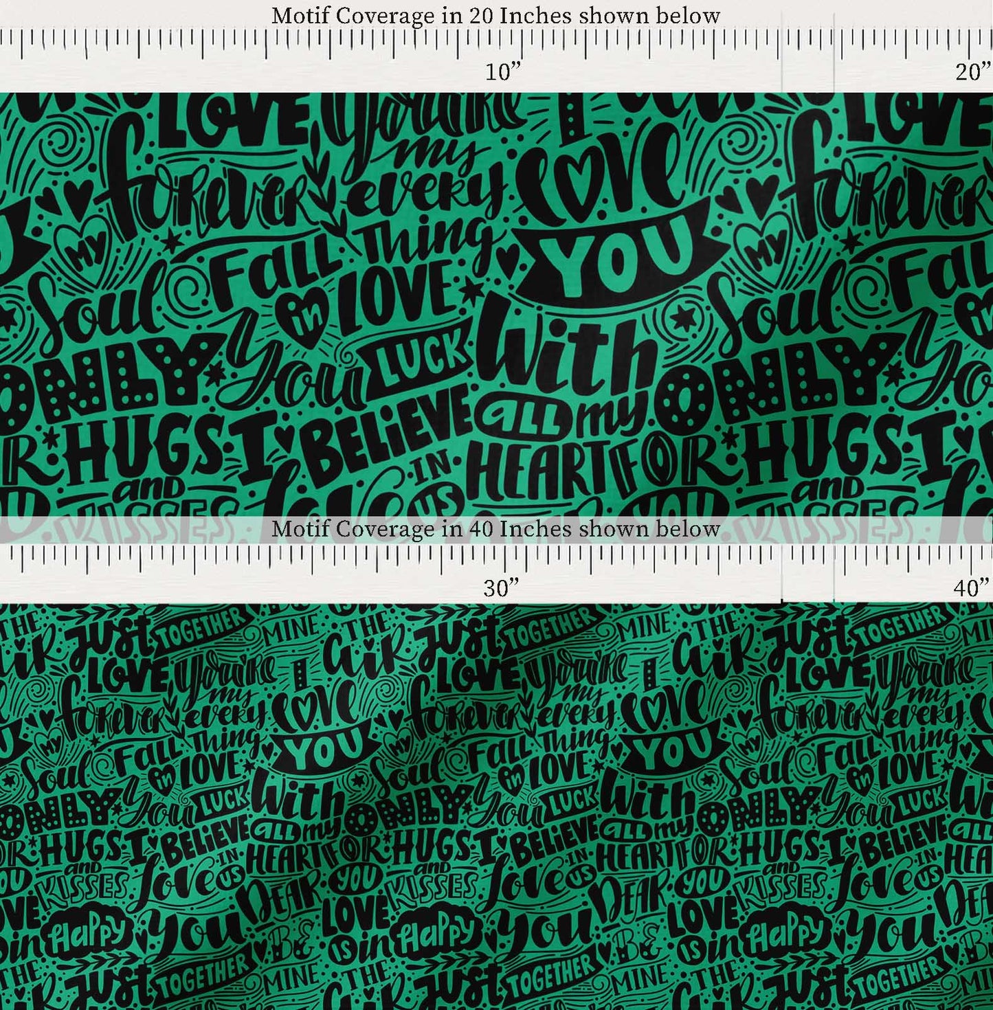 Soimoi Cotton Green Fabric - By the Yard - - Just Love Forever Text Fabric - Romantic and Timeless Patterns for Apparel and Home Decor Printed Fabric