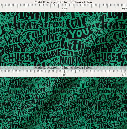 Soimoi Cotton Green Fabric - By the Yard - - Just Love Forever Text Fabric - Romantic and Timeless Patterns for Apparel and Home Decor Printed Fabric