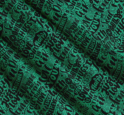 Soimoi Cotton Green Fabric - By the Yard - - Just Love Forever Text Fabric - Romantic and Timeless Patterns for Apparel and Home Decor Printed Fabric