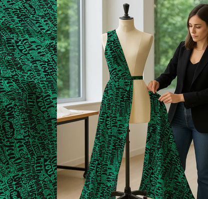 Soimoi Cotton Green Fabric - By the Yard - - Just Love Forever Text Fabric - Romantic and Timeless Patterns for Apparel and Home Decor Printed Fabric