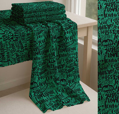 Soimoi Cotton Green Fabric - By the Yard - - Just Love Forever Text Fabric - Romantic and Timeless Patterns for Apparel and Home Decor Printed Fabric