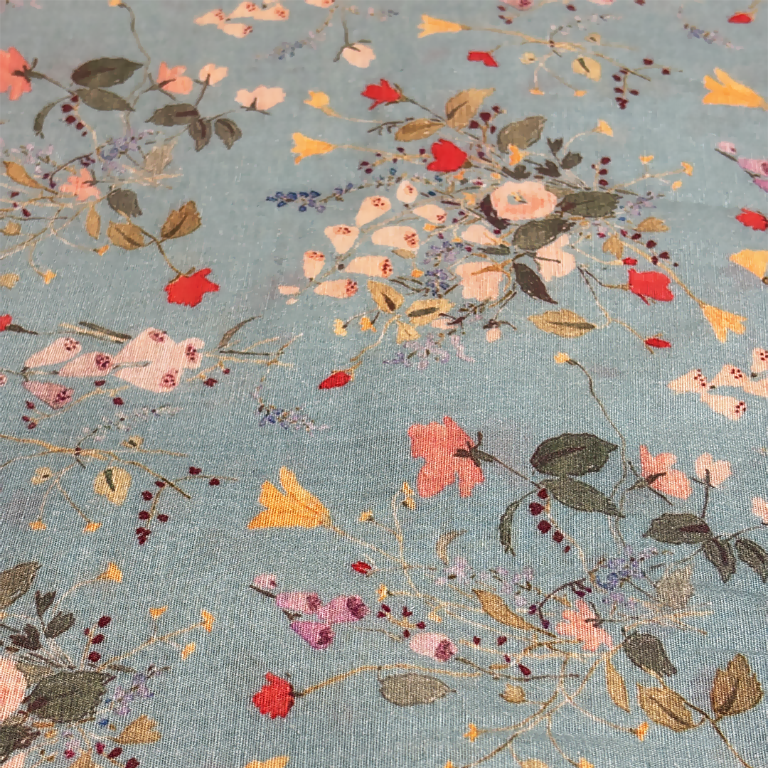 Floral Cotton Linen Print Fabric By the Yard - 3 Colors