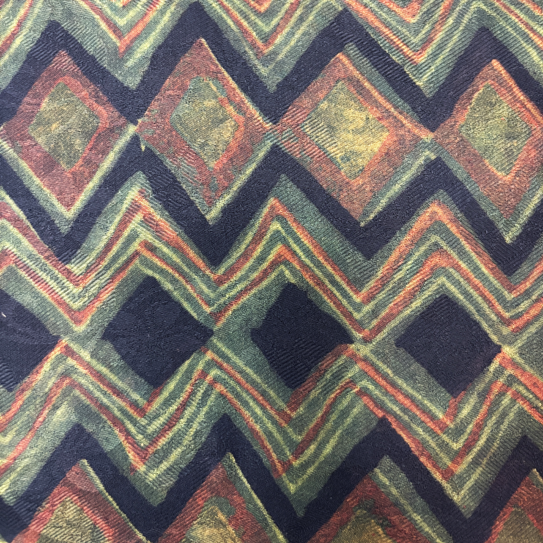 Vegan Pashmina Silk Feel Fabric with Handblocked Prints | Natural Fruit-Dyed Handblock Fabric for Sewing, Crafts & DIY - Chevron