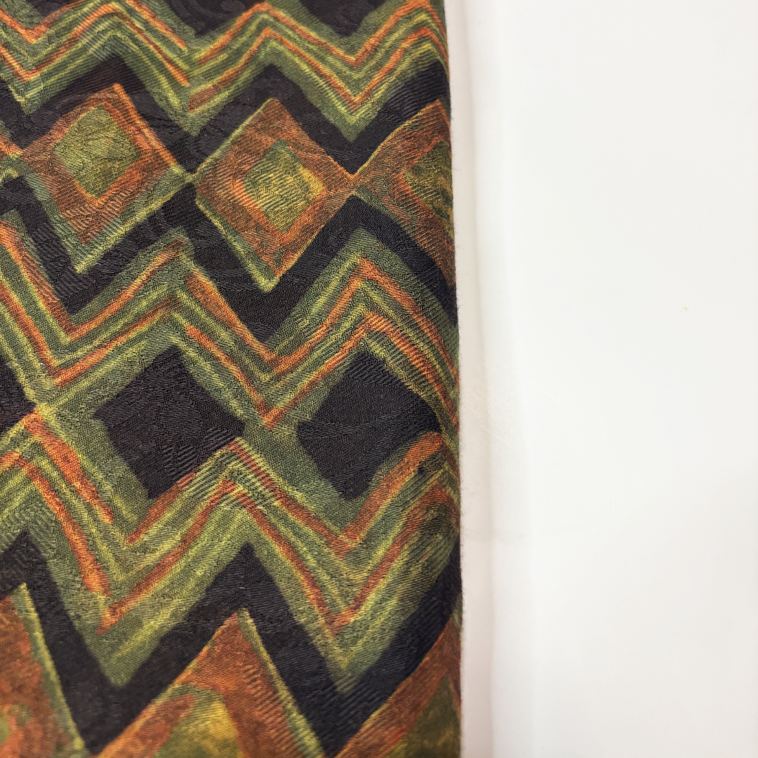 Vegan Pashmina Silk Feel Fabric with Handblocked Prints | Natural Fruit-Dyed Handblock Fabric for Sewing, Crafts & DIY - Chevron