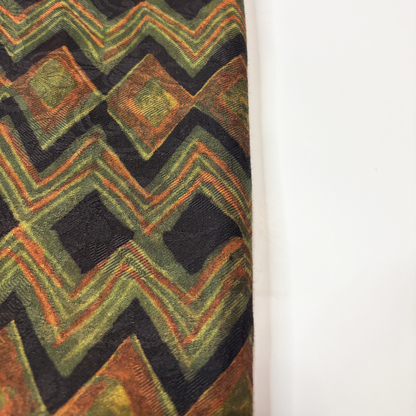 Vegan Pashmina Silk Feel Fabric with Handblocked Prints | Natural Fruit-Dyed Handblock Fabric for Sewing, Crafts & DIY - Chevron