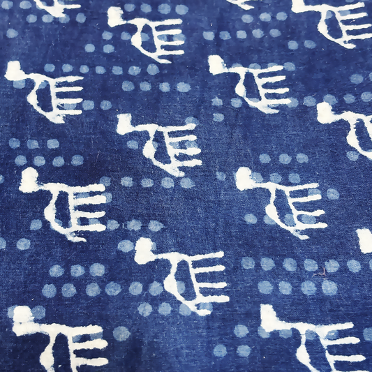 Dabu Indigo Handblock Cotton Print - Camel Pattern Print