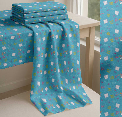 Soimoi Blue Cotton Fabric Heart & Love Text Printed Craft Fabric by the yard