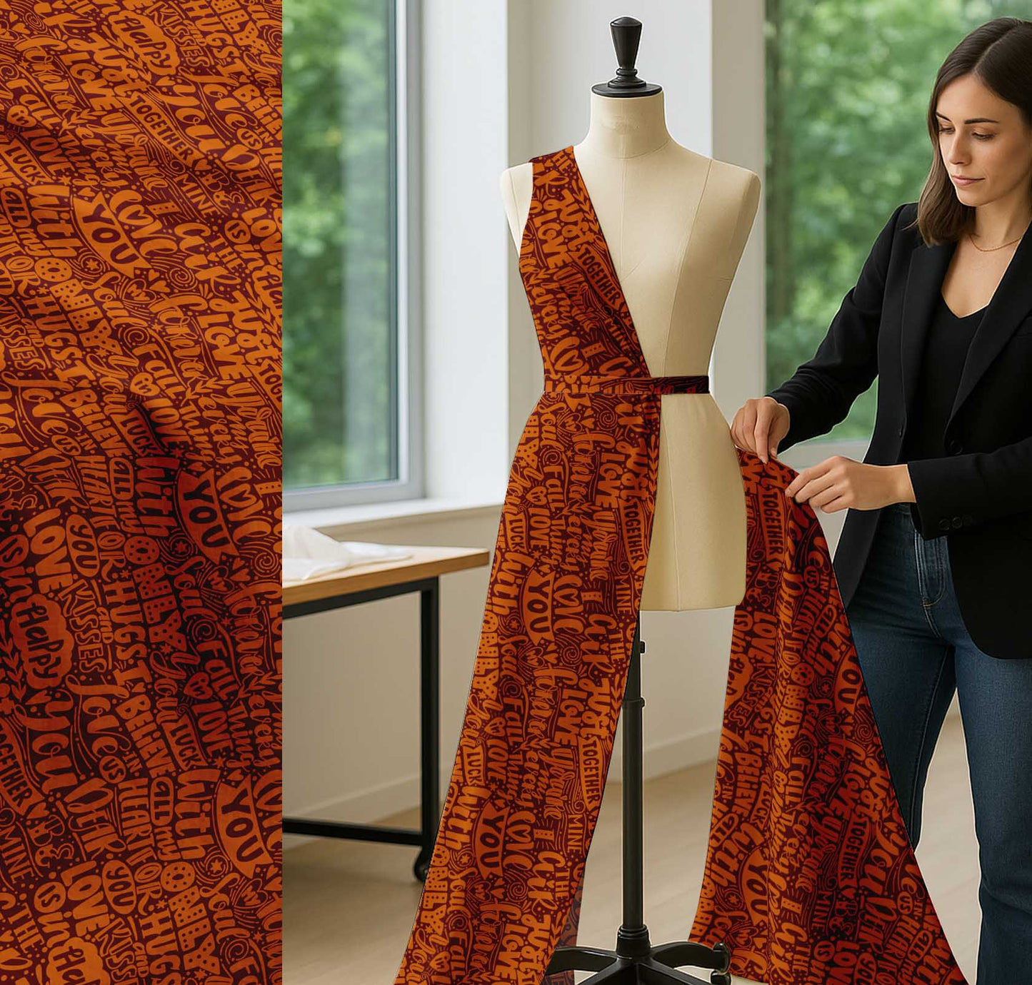 Soimoi Cotton Red Fabric - By the Yard - - Just Love Forever Text Fabric - Romantic and Timeless Patterns for Apparel and Home Decor Printed Fabric