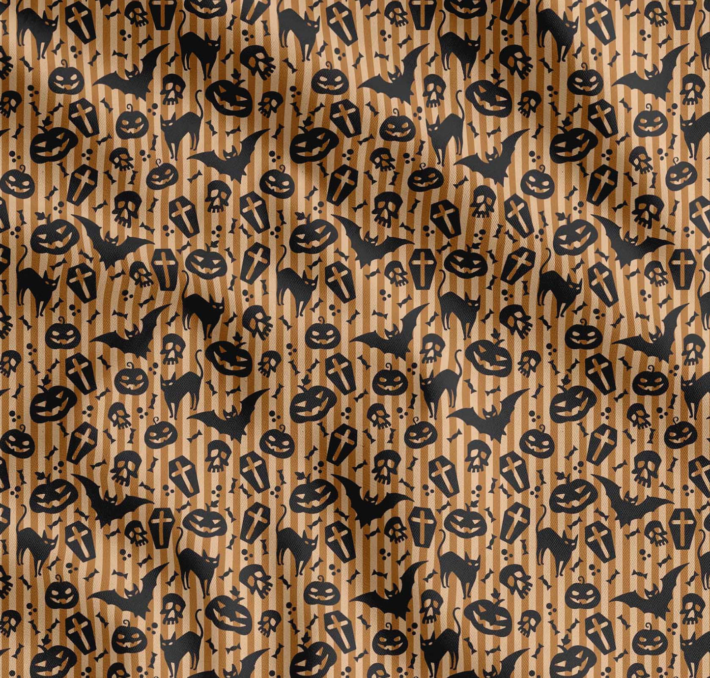 Soimoi Cotton Brown Fabric - by The Yard Stripe, Bat & Skull Halloween Fabric - Modern and Chic Halloween Designs for Fashion and Home Printed Fabric