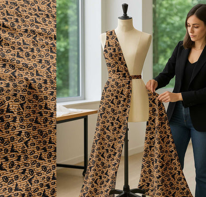 Soimoi Cotton Brown Fabric - by The Yard Stripe, Bat & Skull Halloween Fabric - Modern and Chic Halloween Designs for Fashion and Home Printed Fabric