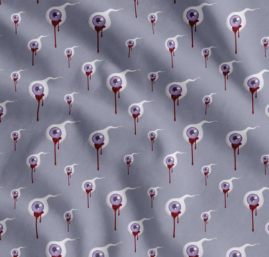 Soimoi Cotton Fabric Bloody Eyes Halloween Printed Fabric 1 yard