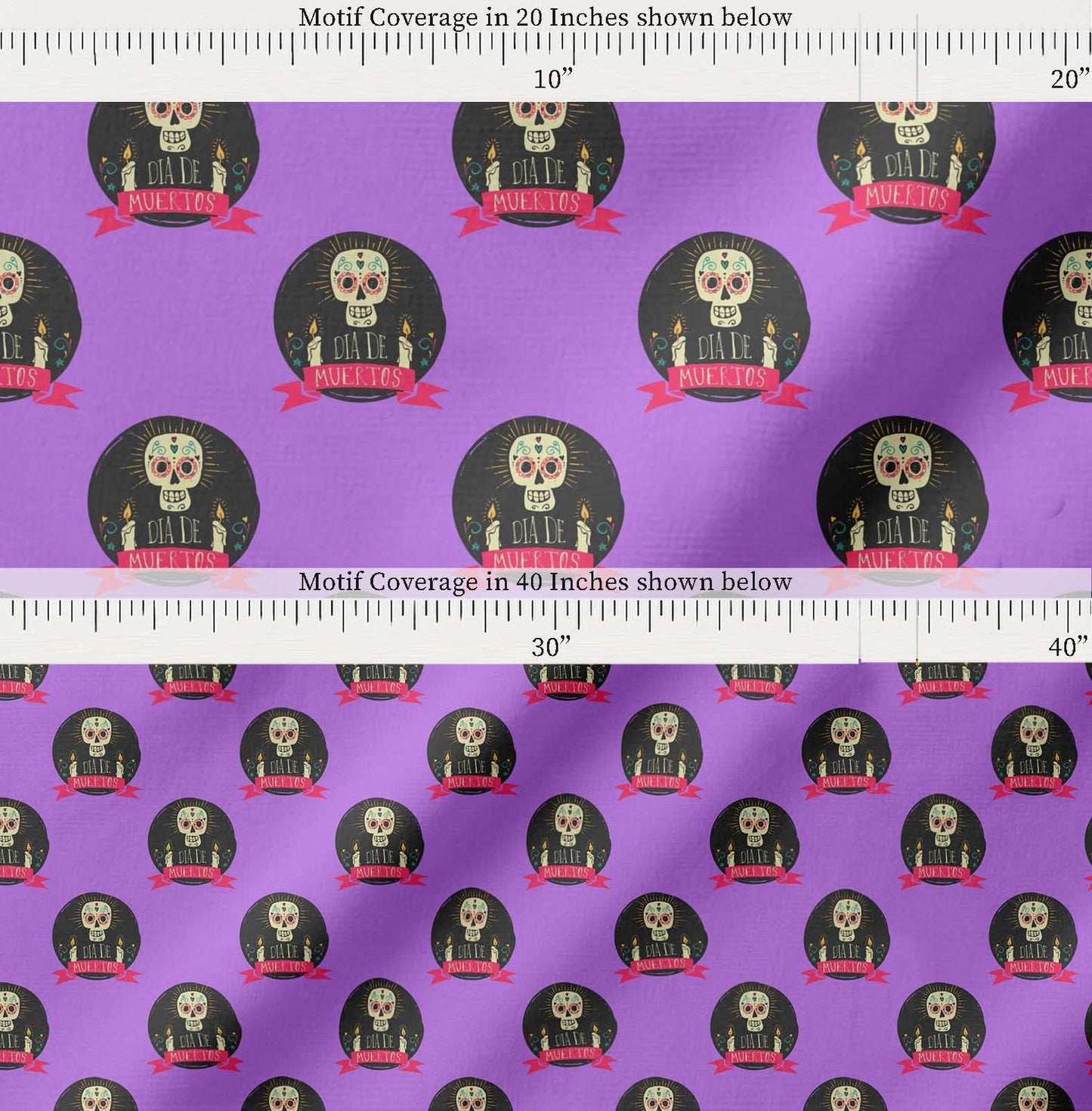Soimoi Purple Cotton Fabric Text & Skull Halloween Printed Craft Fabric by The Yard