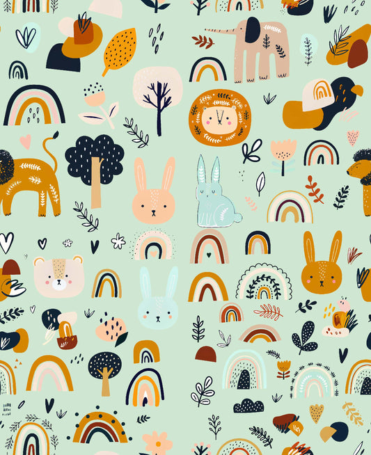 Whimsical Animal and Rainbow Pattern - CC - 10001