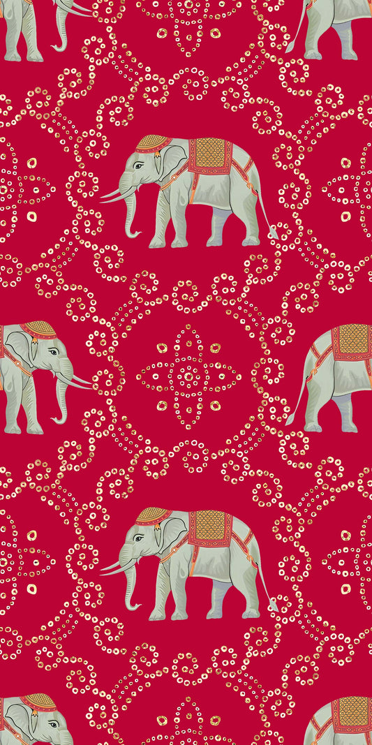 Lucky Elephant Red Mix Pattern - 9770