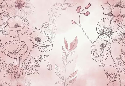 Monochrome Watercolor Floral Sketch Pattern - CC - 9781