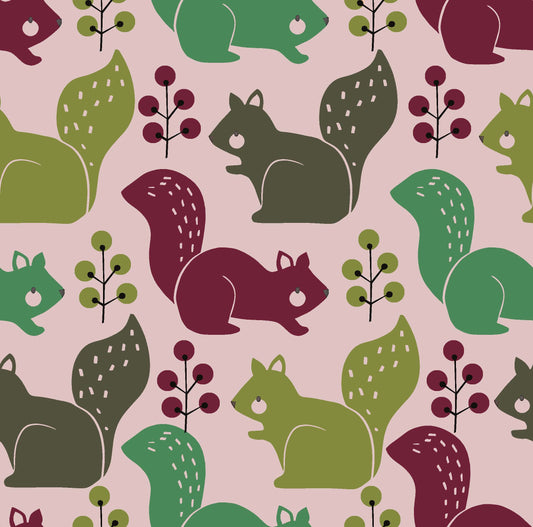 Colorful Squirrel and Berry Pattern - CC - 9786 - 1
