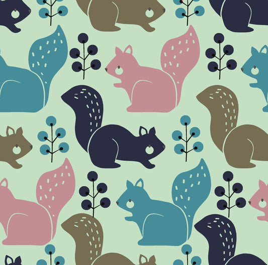 Colorful Squirrel and Berry Pattern - CC - 9786 - 2