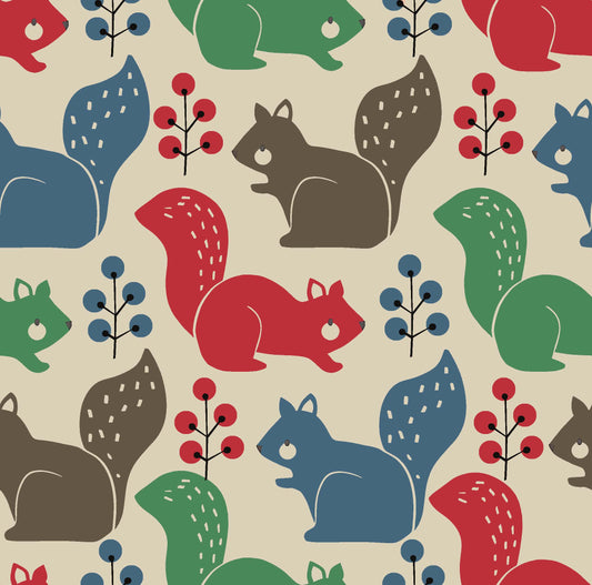 Colorful Squirrel and Berry Pattern - CC - 9786