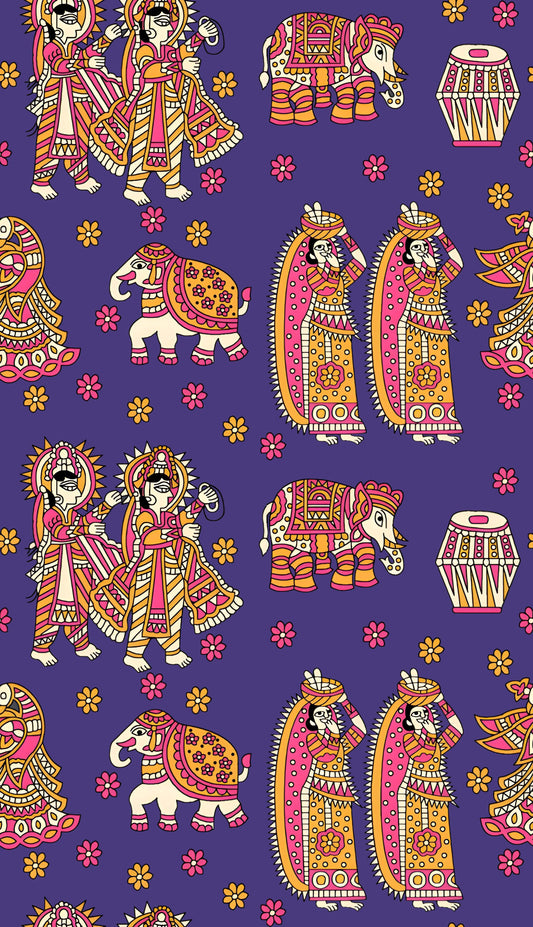 Kalamkari Women Dance Pattern - CC - 9787