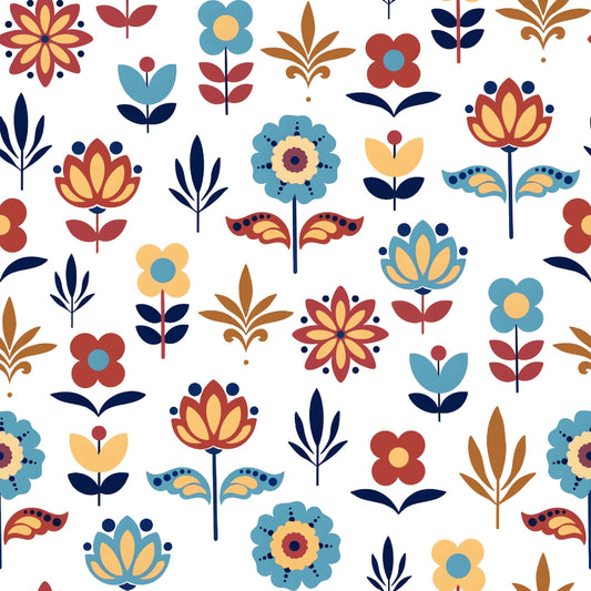 Scandinavian Folk Floral Pattern - CC - 9894