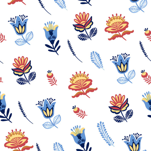 Cheerful Folk Art Floral Pattern - CC - 9897