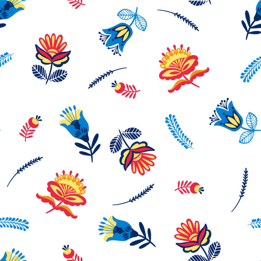Bright Folk Floral Scatter Pattern - CC - 9898
