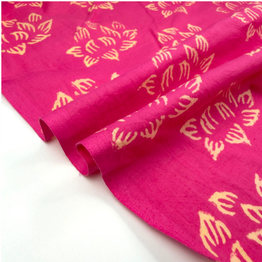 Pink Floral Handblock Cotton Fabric | 44 Inches
