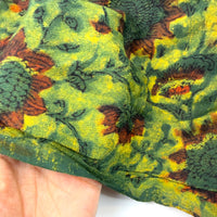 Pashmina Silk Feel Fabric with Handblocked Prints | Natural Fruit-Dyed Handblock Fabric for Sewing, Crafts & DIY - Light Green